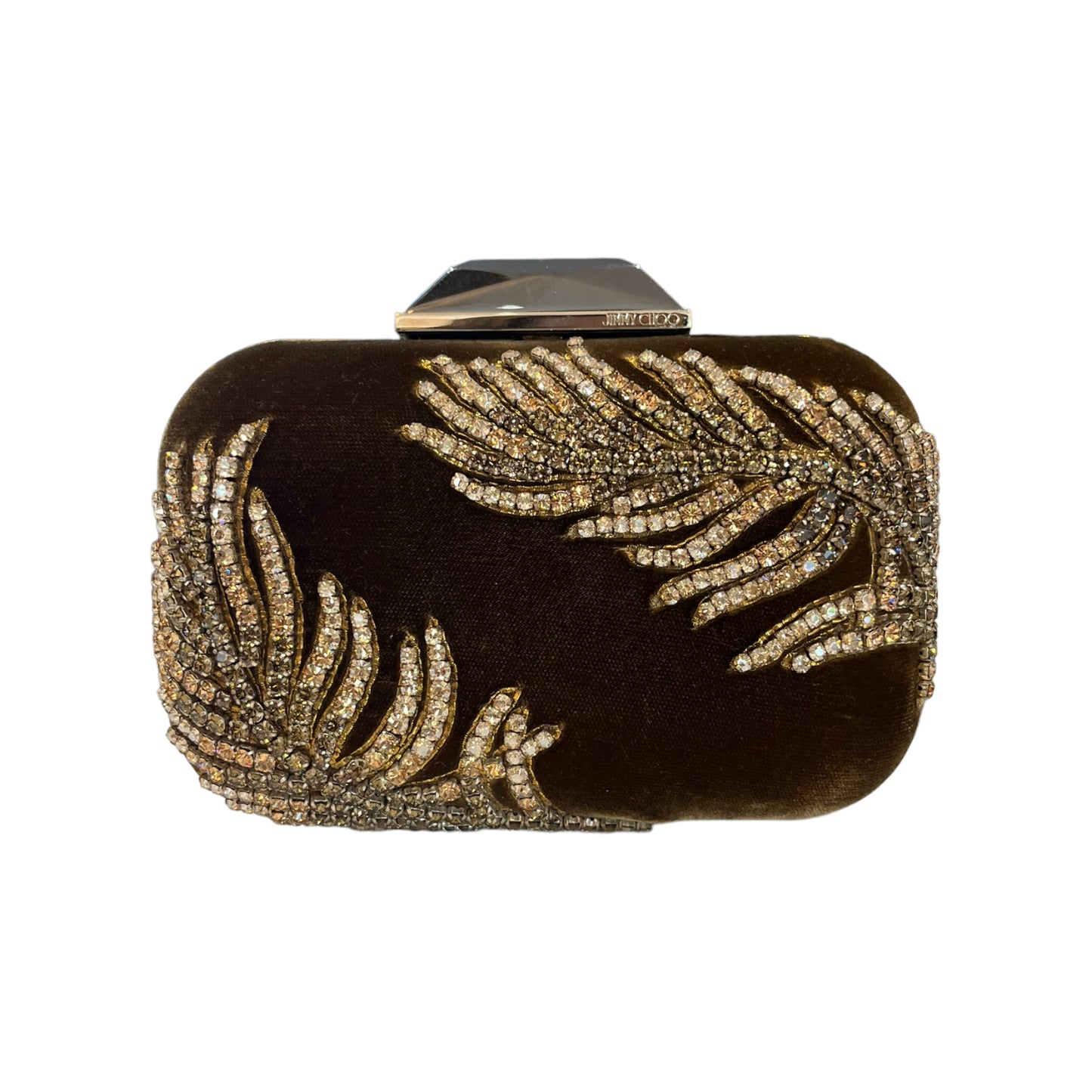 NEW Jimmy Choo Brown Velvet and Sparkly Clutch