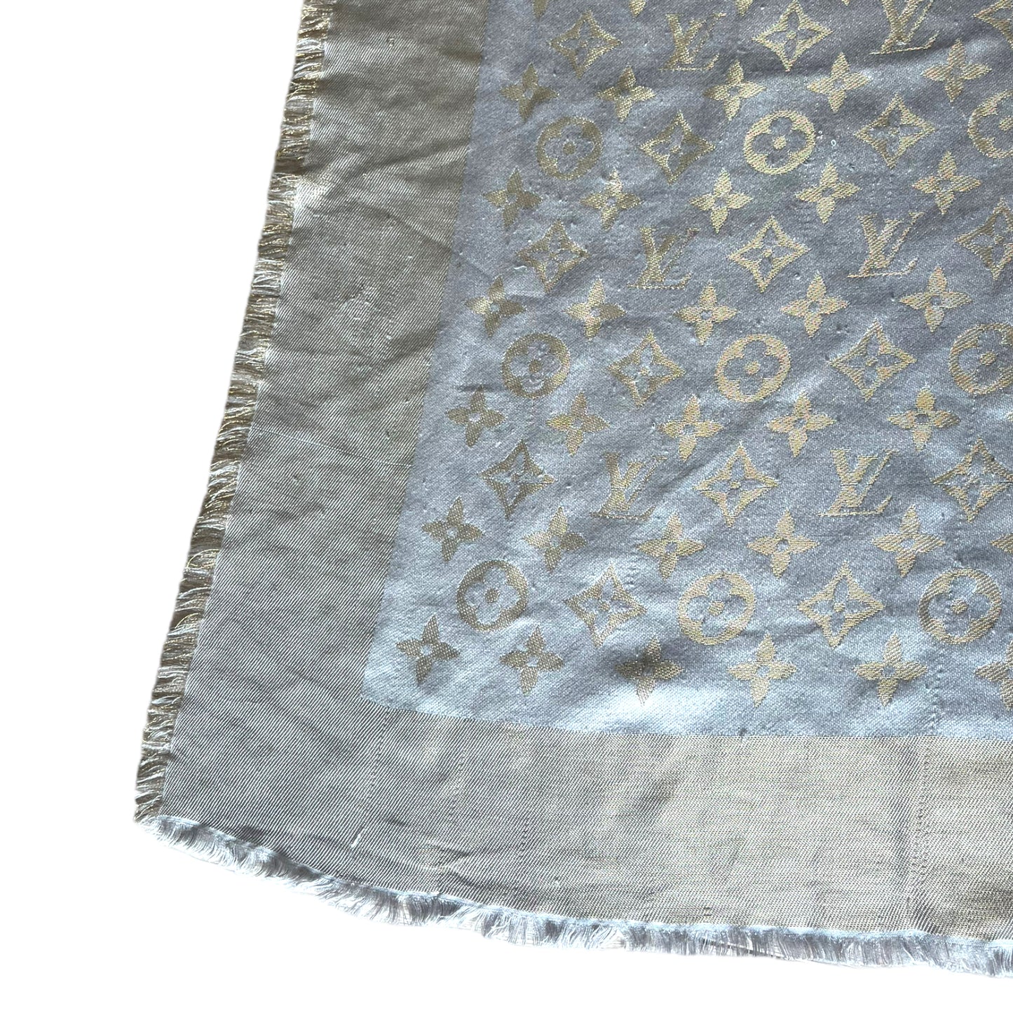 Louis Vuitton Grey and Gold Scarf
