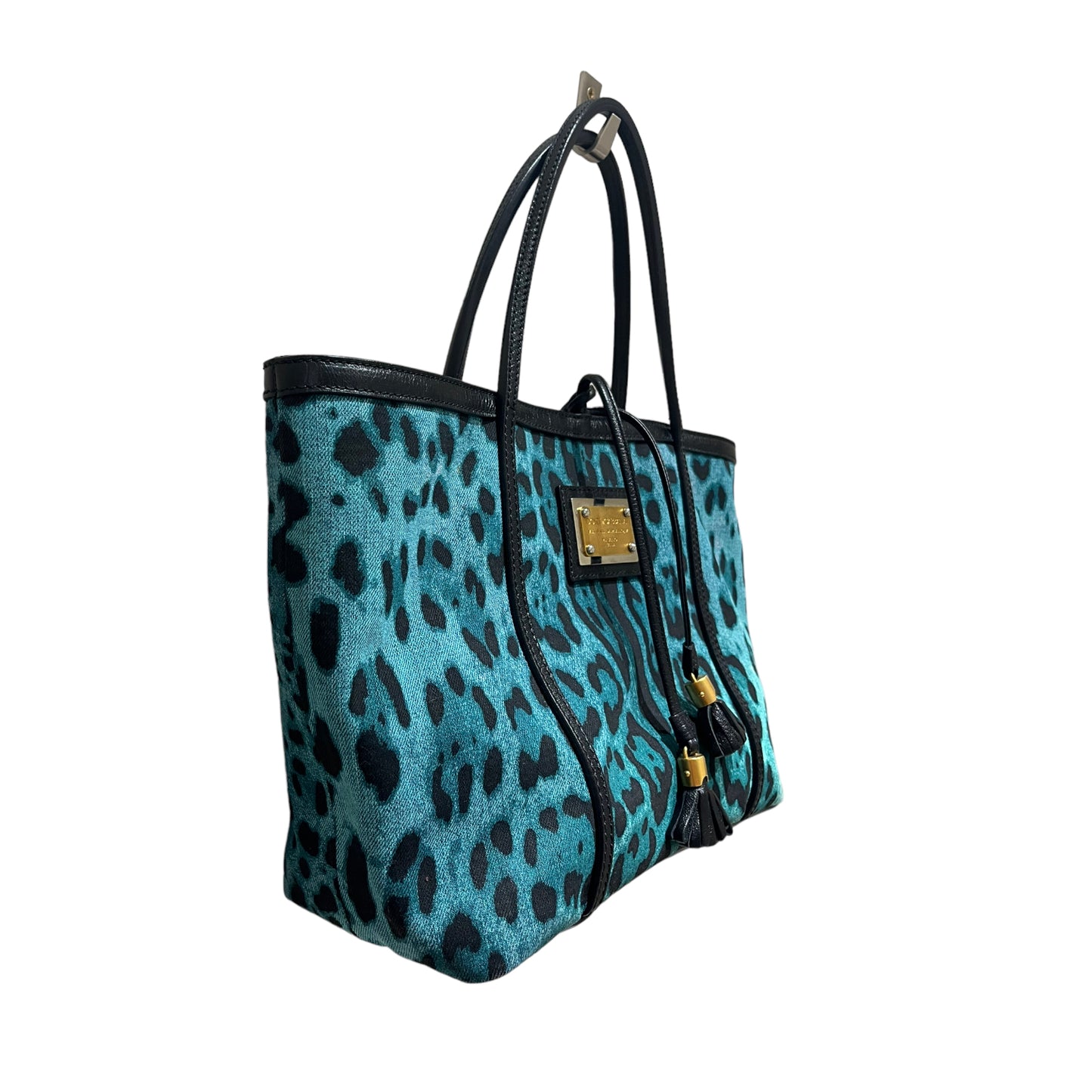 Dolce and Gabbana Blue Animal Print Tote Bag