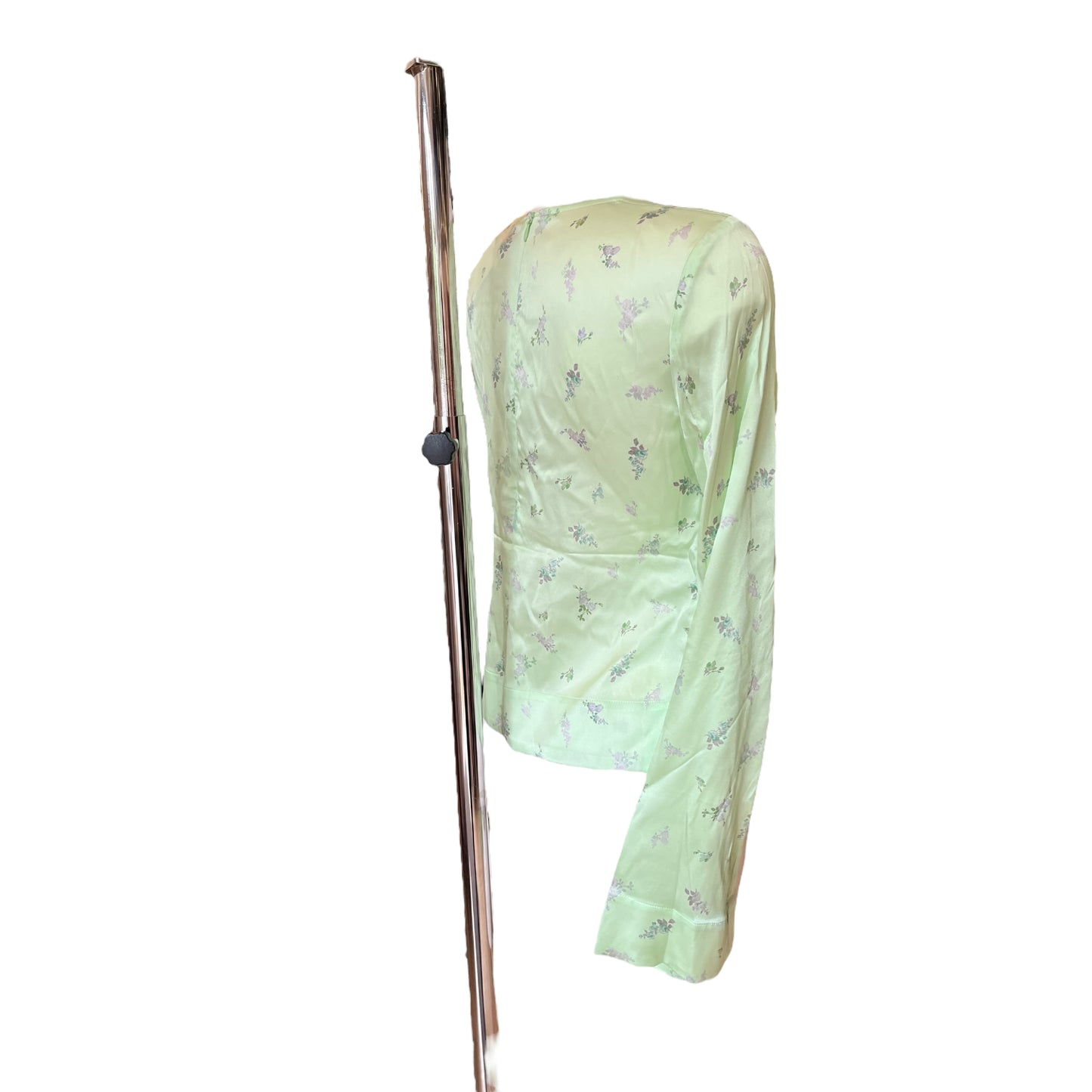 Ganni Pale Green Silk Top