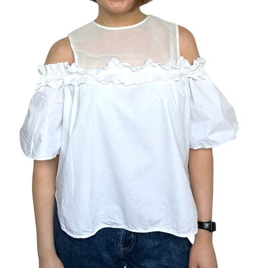 Sandro White Off Shoulder Style Top