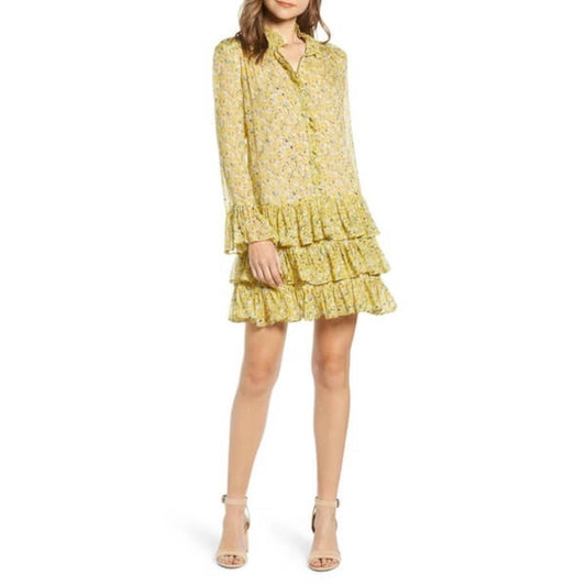 Zadig & Voltaire Yellow Floral Tiered Dress - Size 8/10