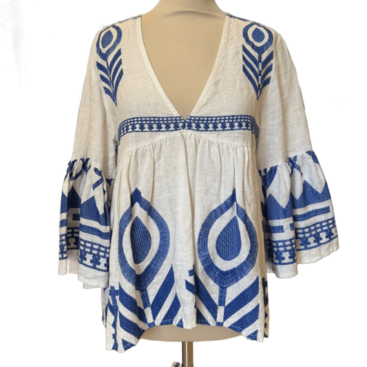 Greek Archaic Kori Blue Top - UK 10