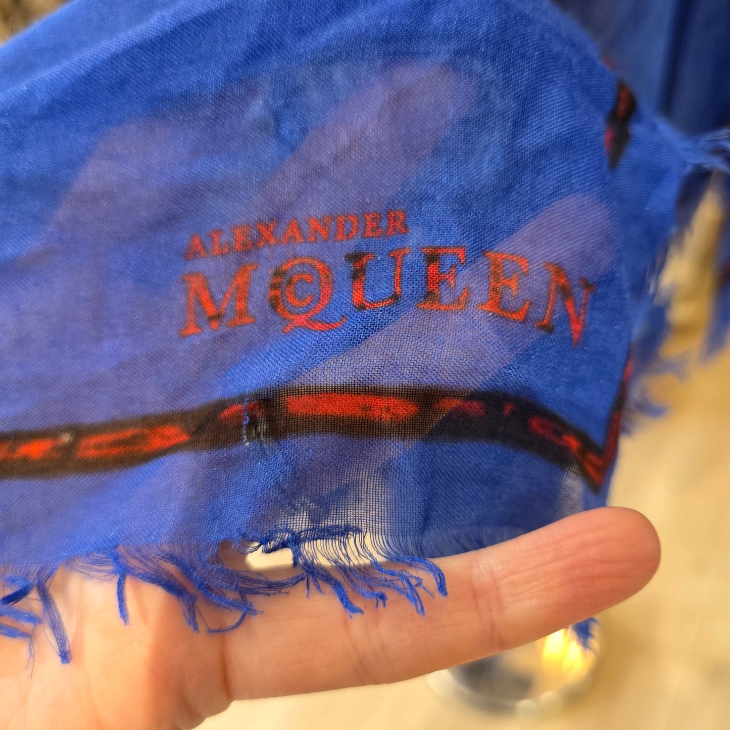 Alexander McQueen Blue Stained Glass Fringed Shawl