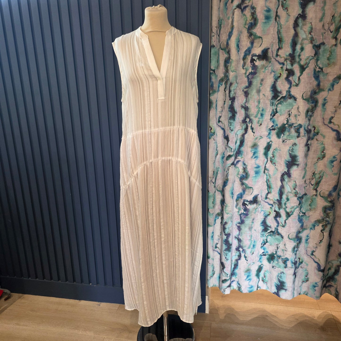 Vince Stripe Drape Tiered Dress - 14