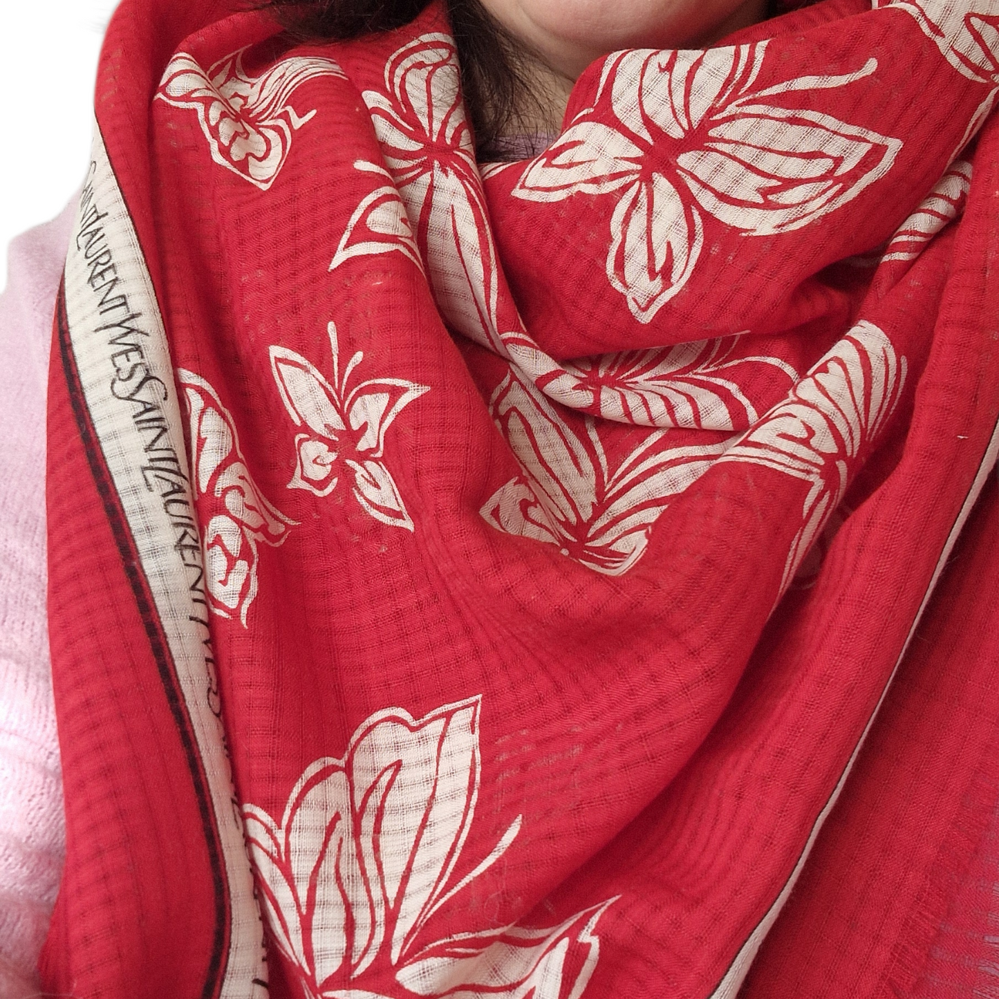Yves Saint Laurent Red Floral Shawl