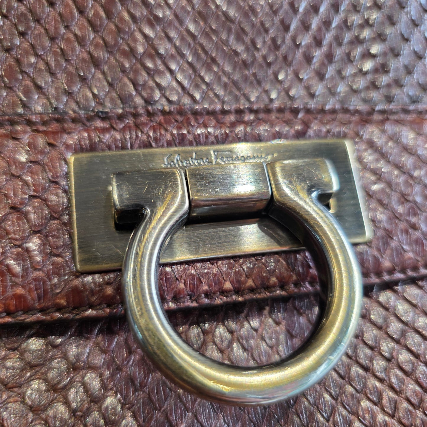 Salvatore Ferragamo Exotic Leather Brown Handbag