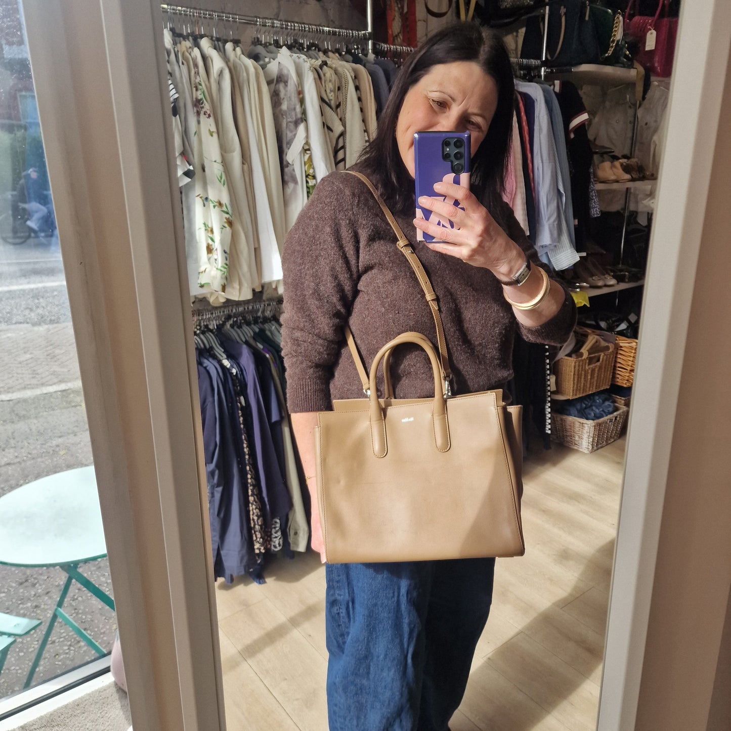 Max Mara Camel Leather Monopolis Bag