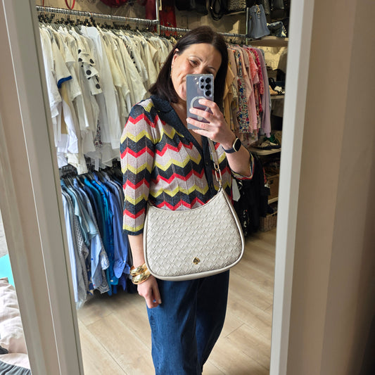 Kate Spade Kayla Woven Leather Large Shoulder Bag - NEW