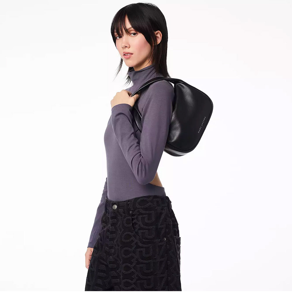 Marc Jacobs Pushlock Mini Hobo  Black Leather Bag
