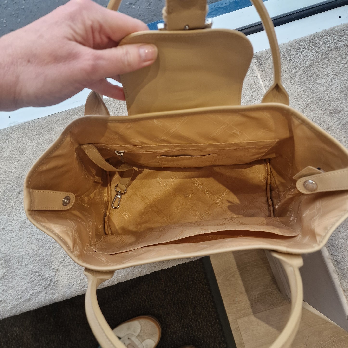 Longchamp Leather Butter Cream Tote