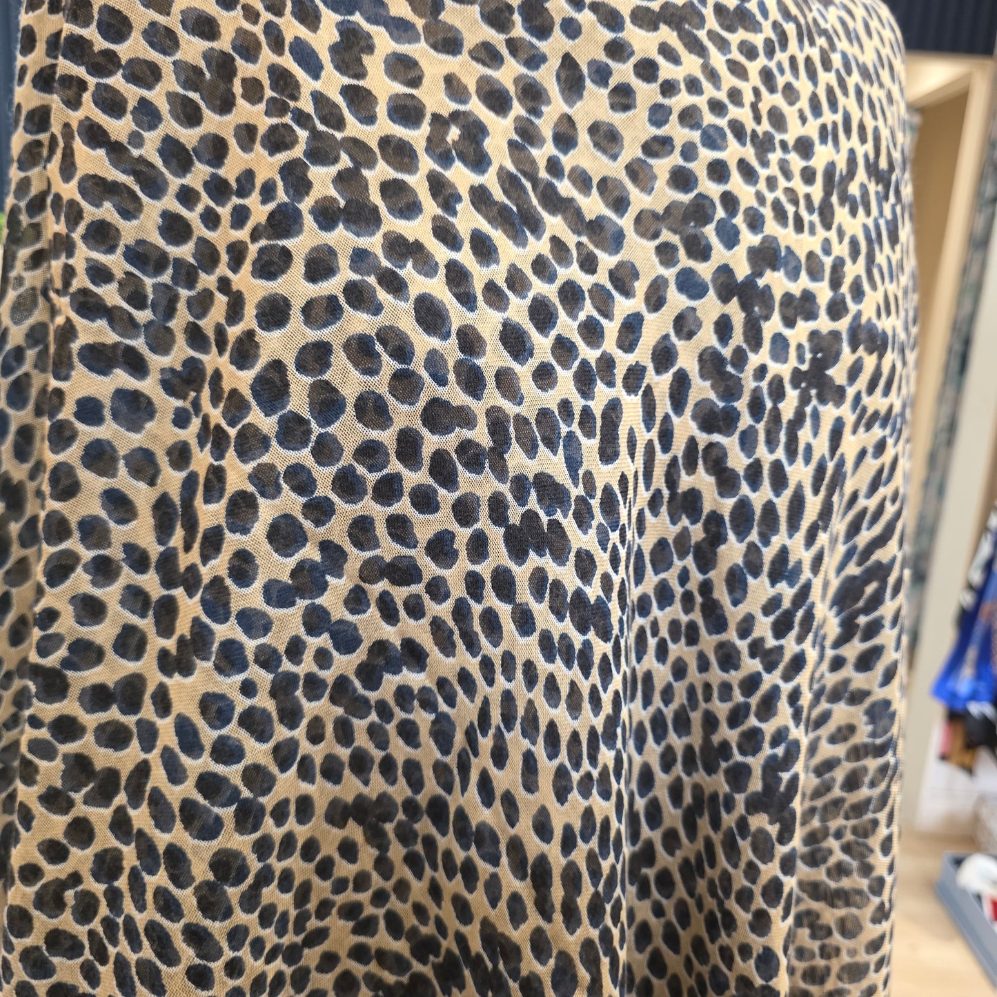 Chloe Fringed Camel, Navy and Black Print Cashmere and Silk Shawl