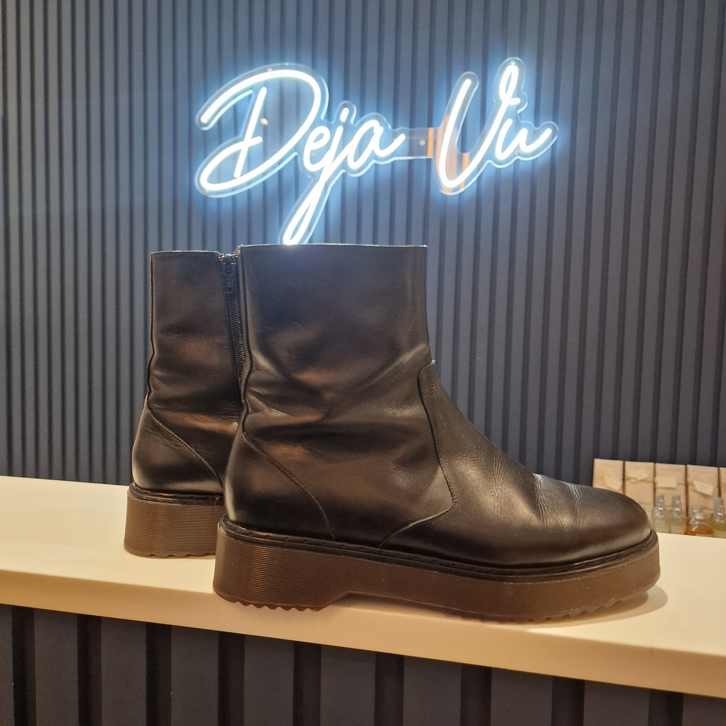 COMPTOIR DES COTONNIERS Black Leather Boots - 40/7