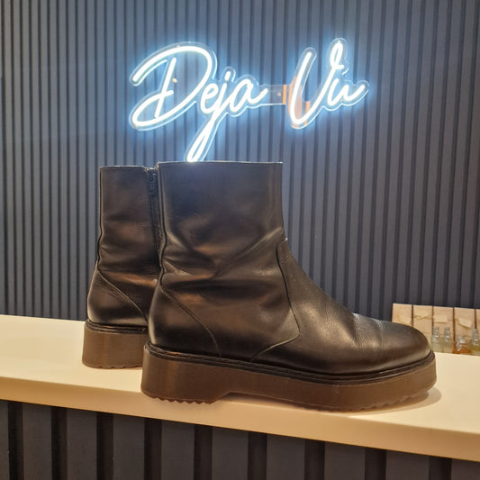 COMPTOIR DES COTONNIERS Black Leather Boots - 40/7