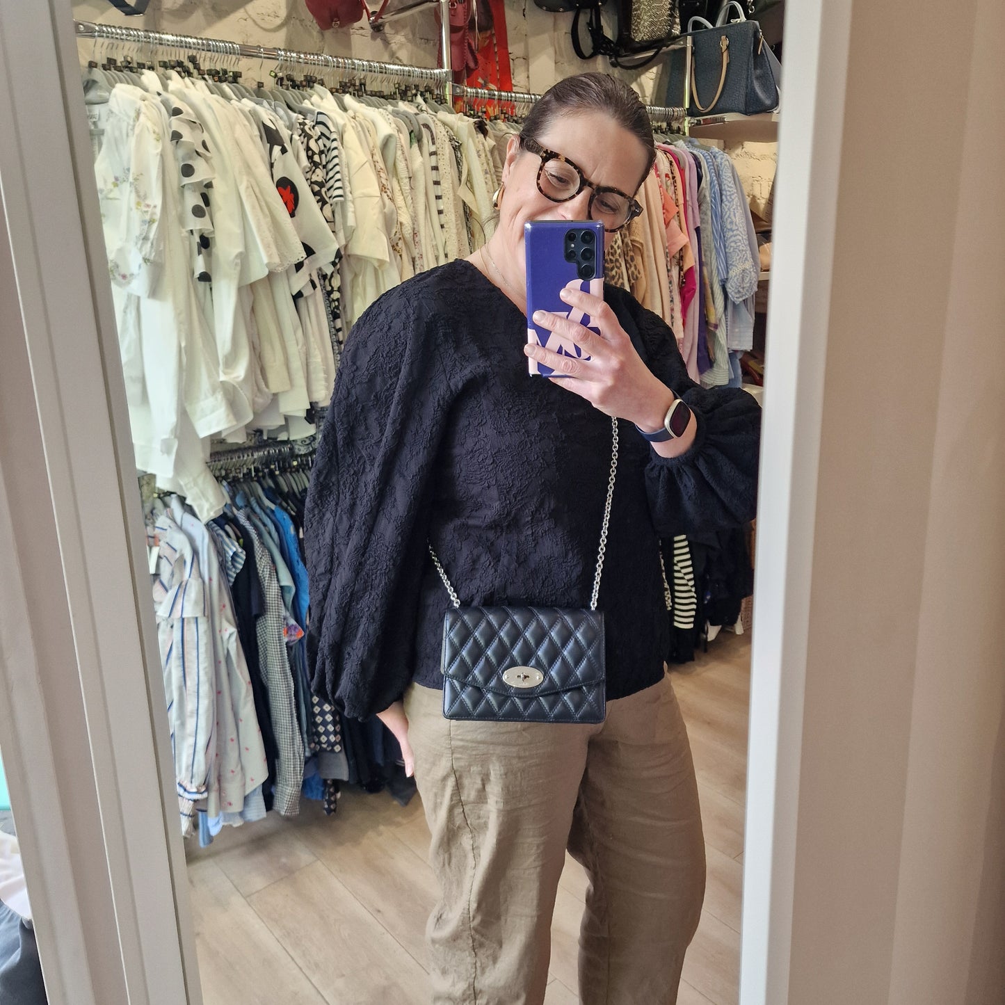 Mulberry Black Quilted Bag