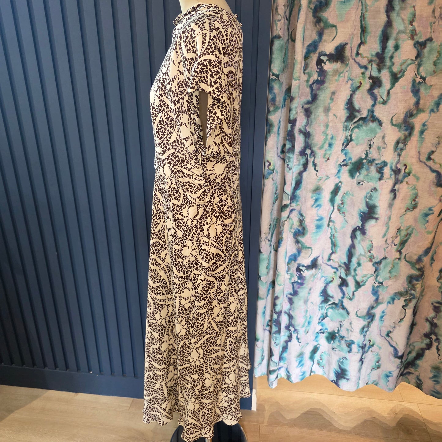 Me + Em Brown and Cream Bias Cut Speckled Maxi Dress NEW - 16