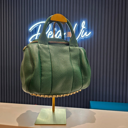 Alexander Wang Dark Green Leather Bowling Bag
