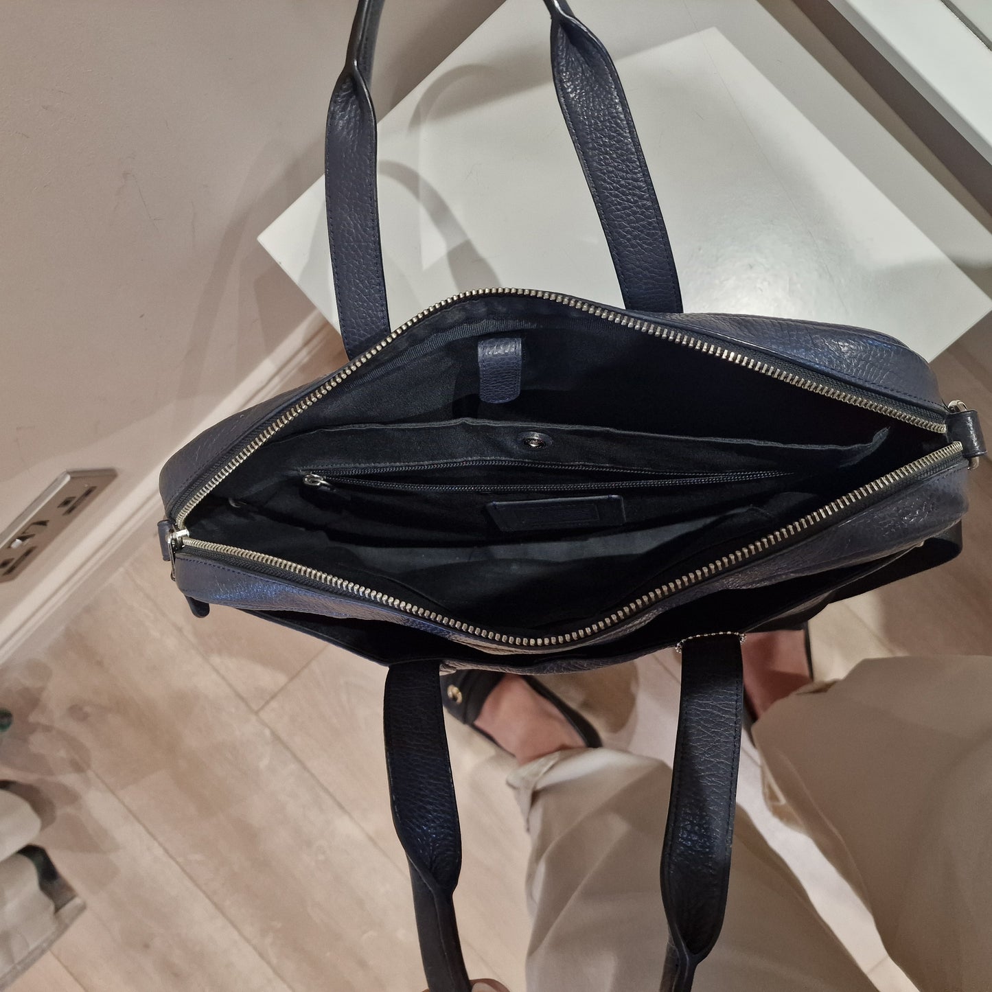 Coach Navy Leather Laptop Bag