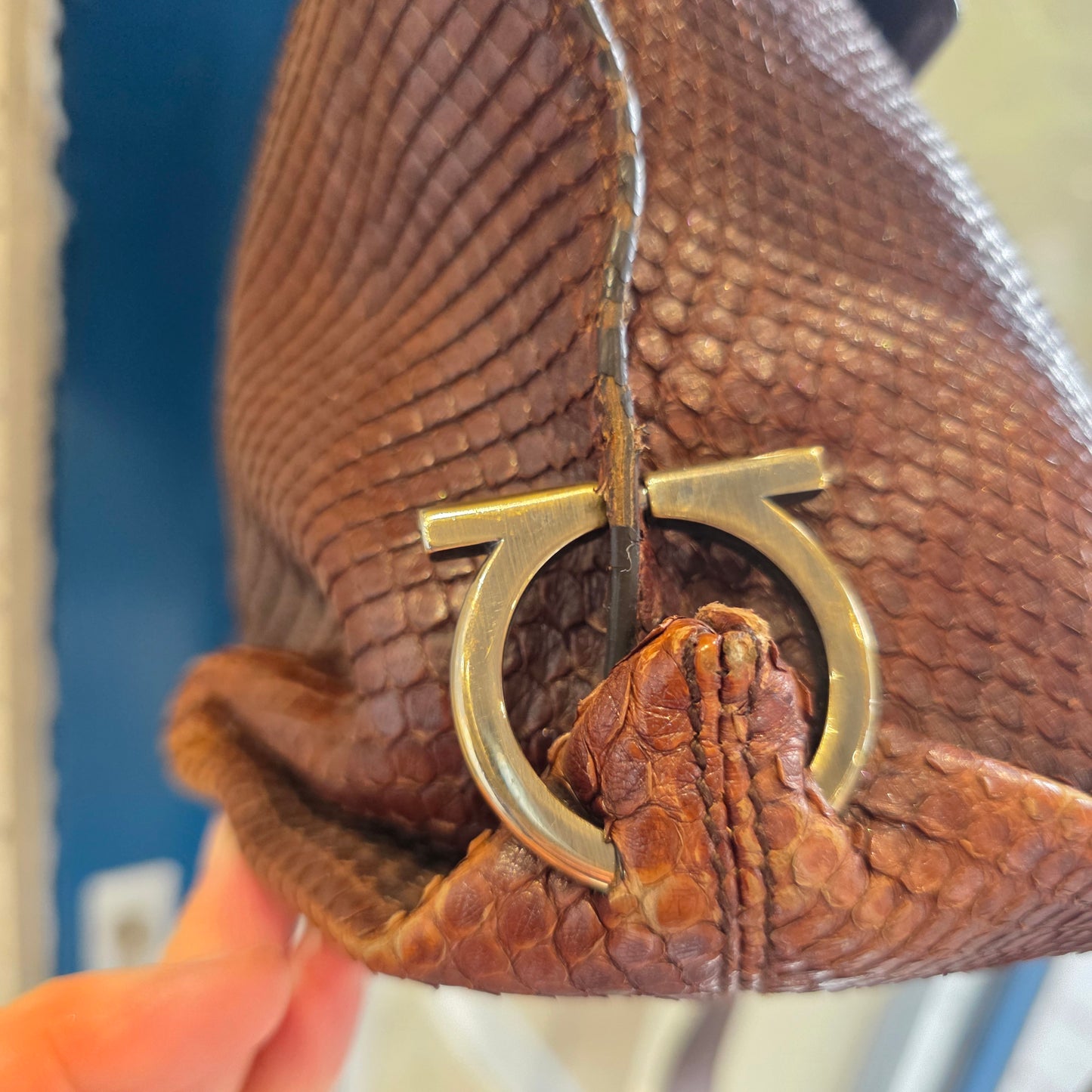 Salvatore Ferragamo Exotic Leather Brown Handbag