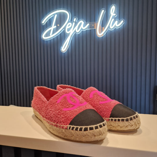 Chanel Pink and Black Espadrilles  - 6