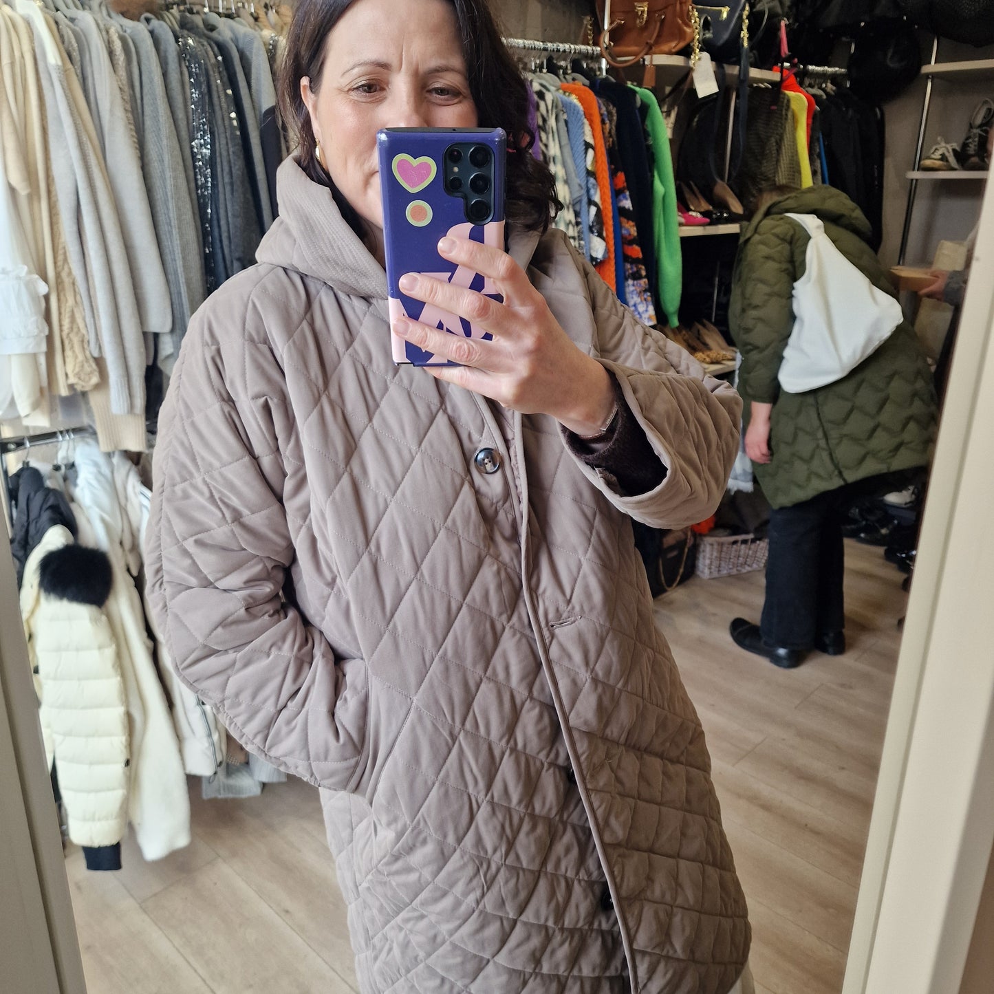 Whistles Taupe Quilted Coat - 12