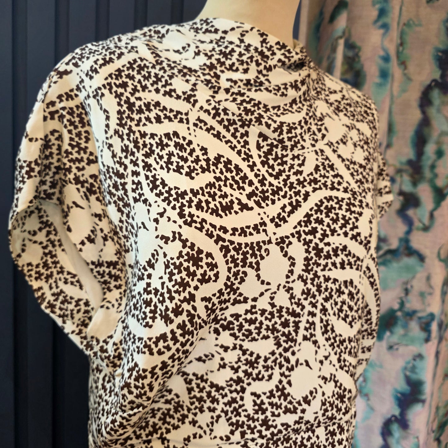 Me + Em Brown and Cream Bias Cut Speckled Maxi Dress NEW - 16