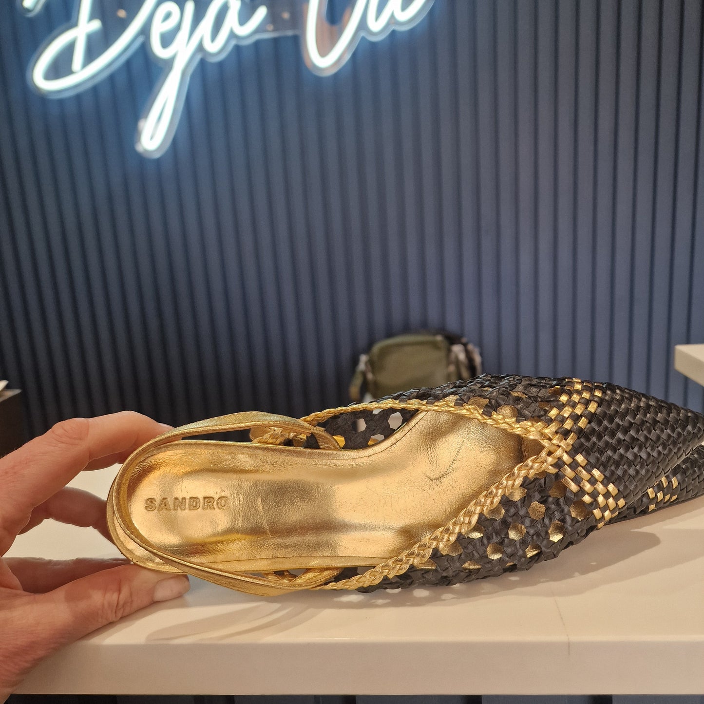 Sandro Black and Gold Woven Flats - 5 NEW