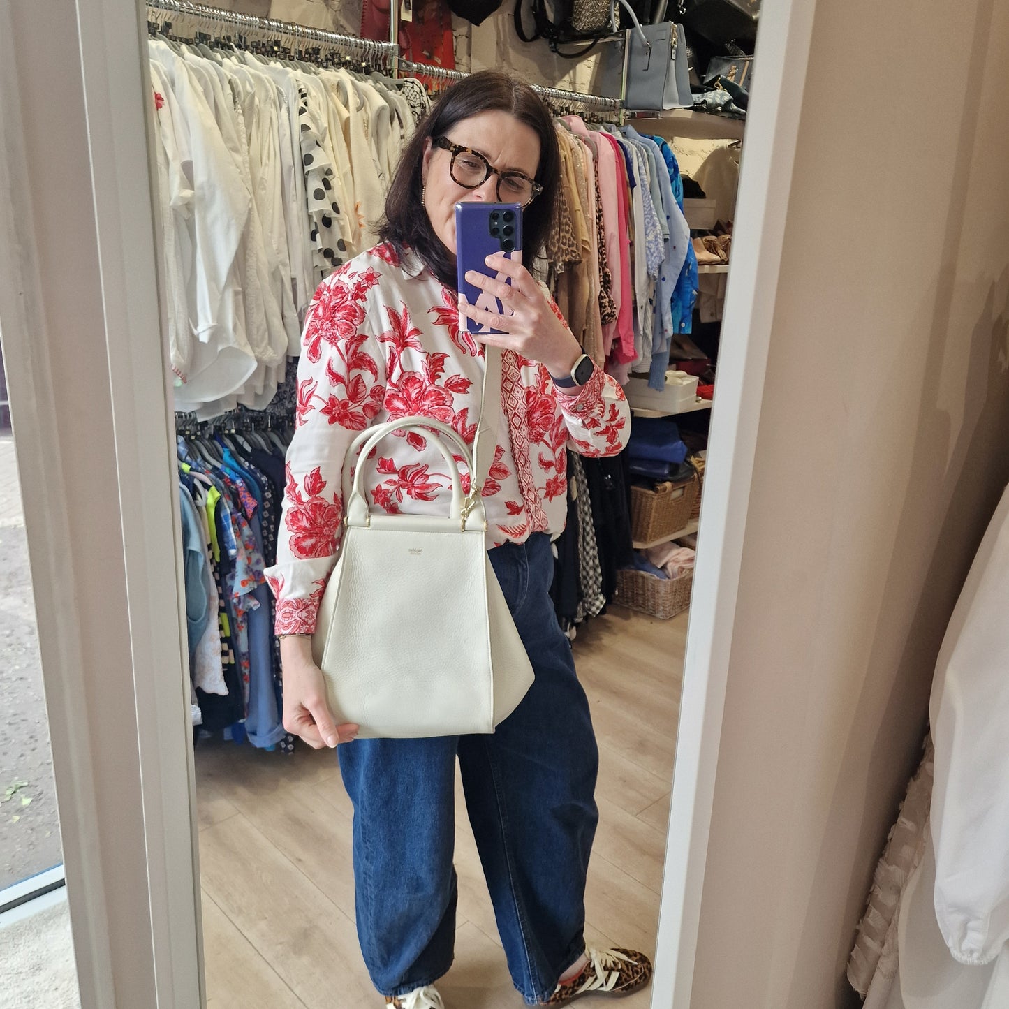 Max Mara Cream Leather Bag