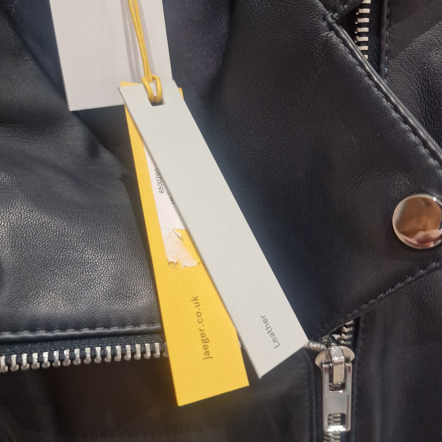 Jaegar Navy Leather Jacket - 16