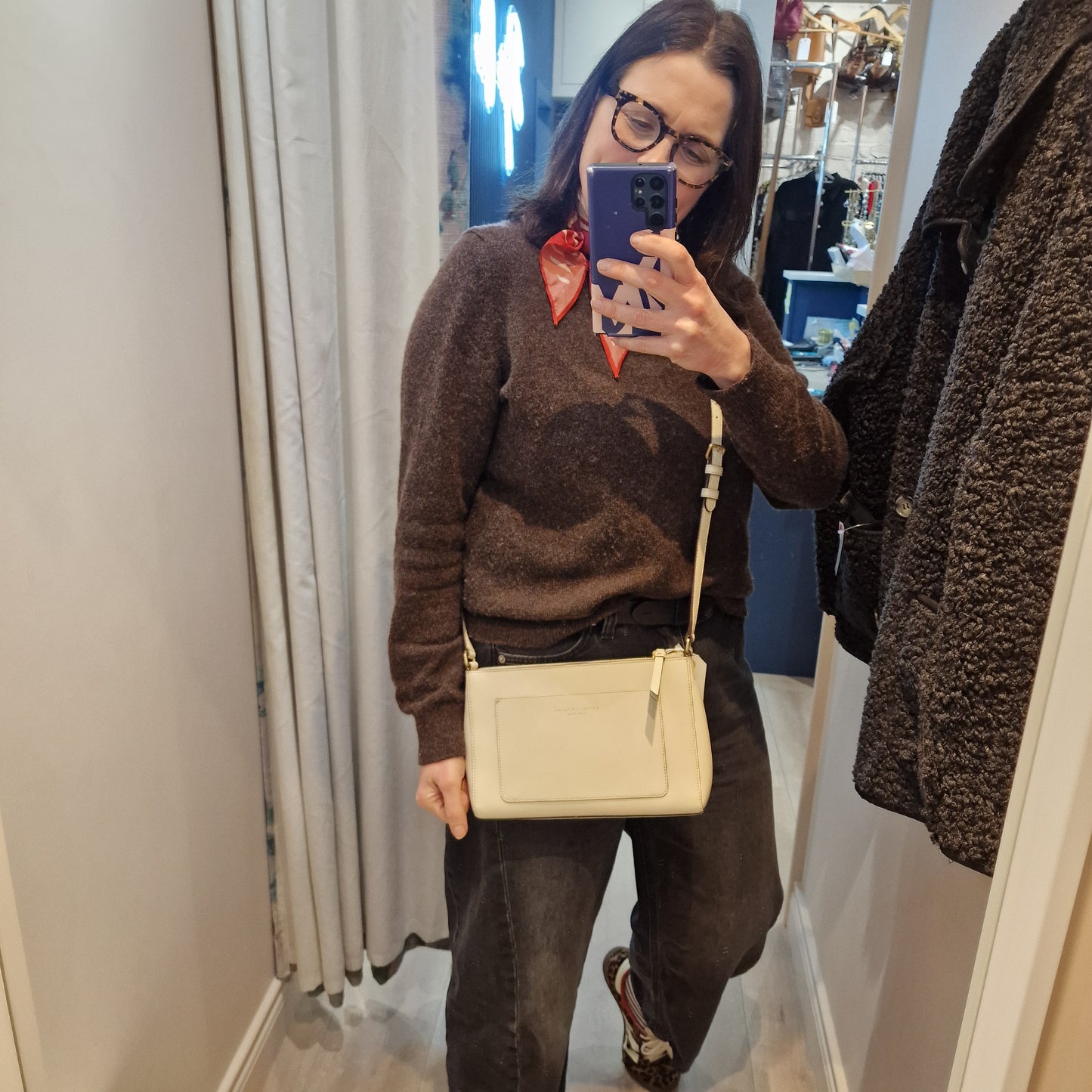 Donna Karan Cream Leather Bag