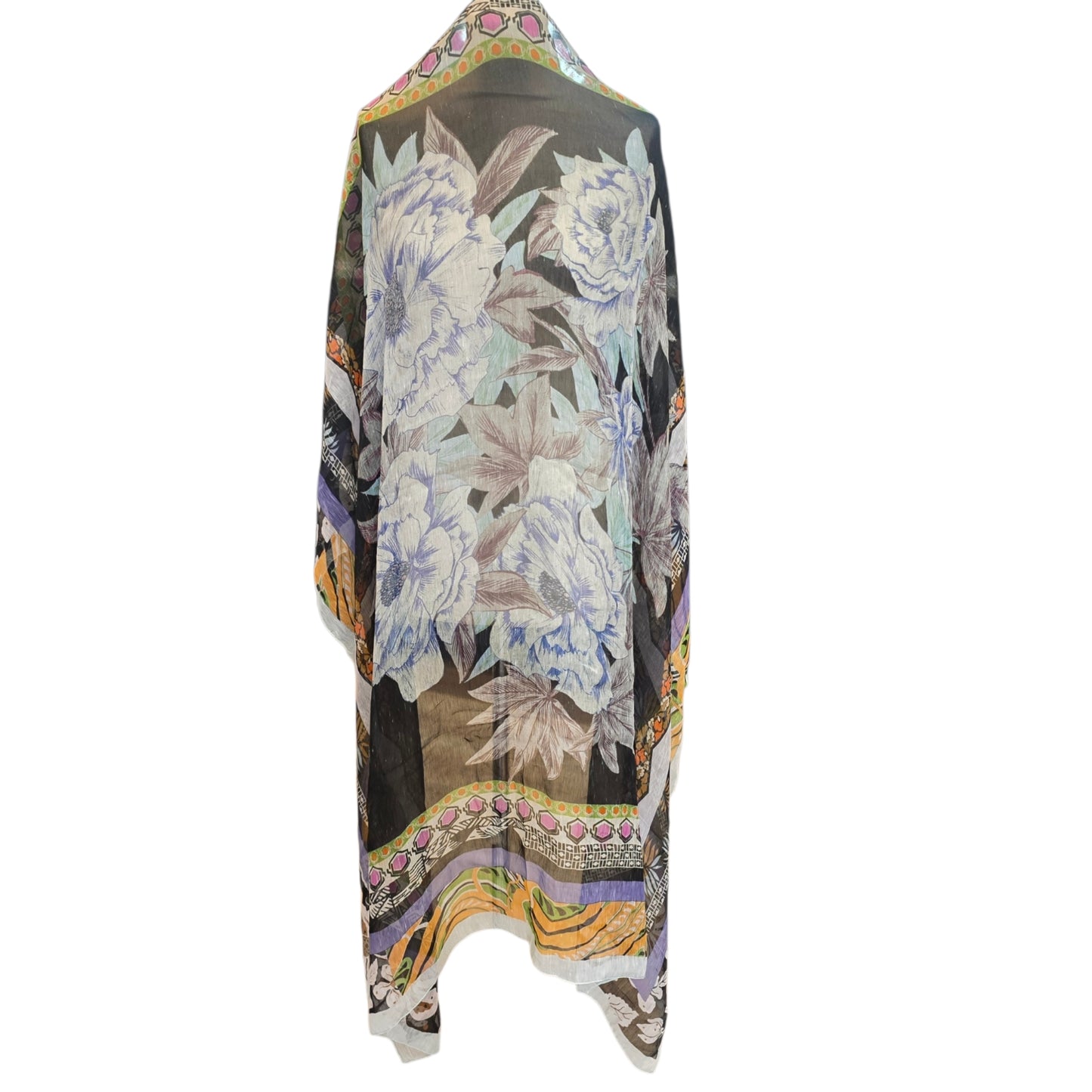 Etro Silk and Linen Floral Blend Large Scarf