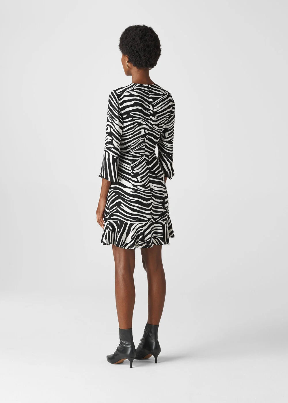 Whistles Black and White Animal Print Dress - 12