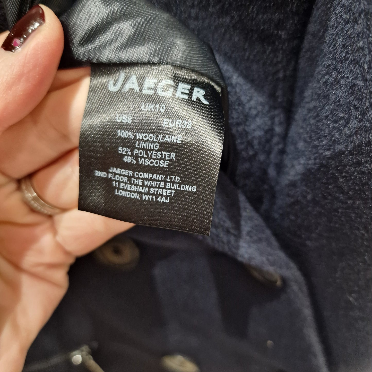 Jaegar Navy Wool Coat - 10