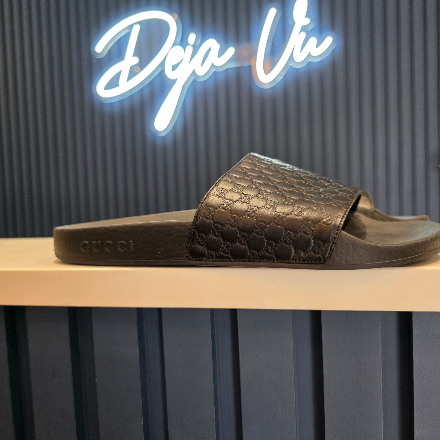 Gucci Guccisma Black Slides - 40