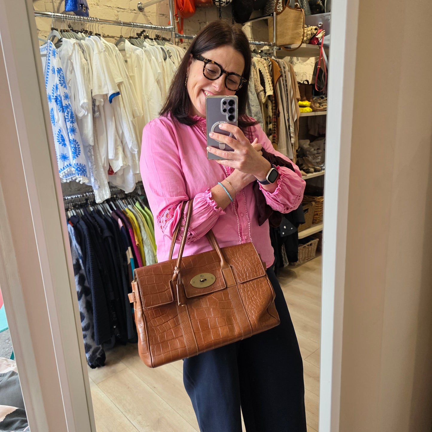 Mulberry Croc Tan Bayswater
