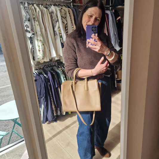 Max Mara Camel Leather Monopolis Bag