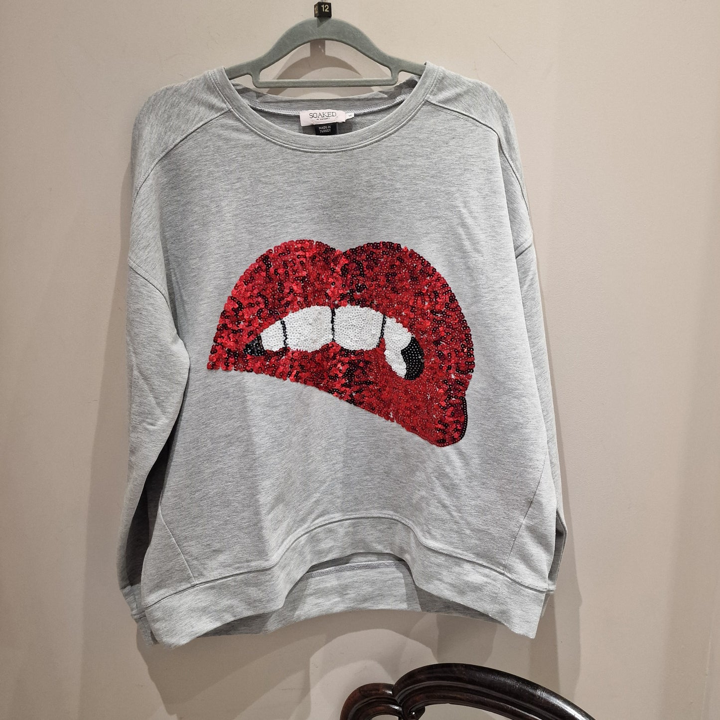 Soaked in Luxury Grey Lips Sweatshirt - M