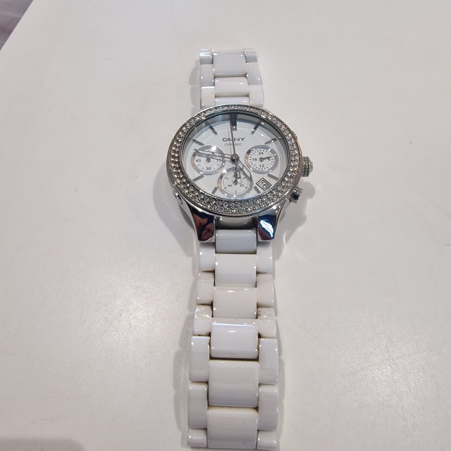 DKNY White and Silver Watch