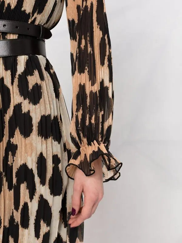 Ganni Animal Print Pleat Dress - 14