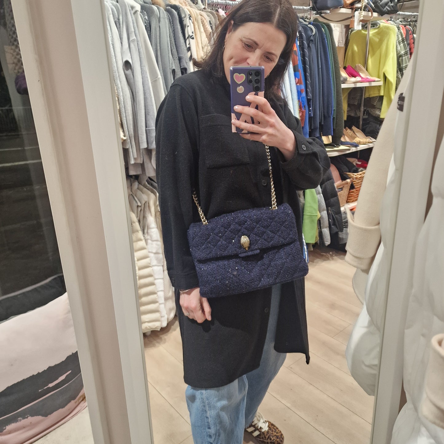 Kurt Geiger Kensington, Navy with Gold Hardware