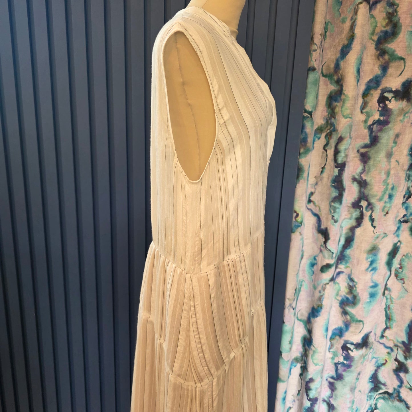 Vince Stripe Drape Tiered Dress - 14