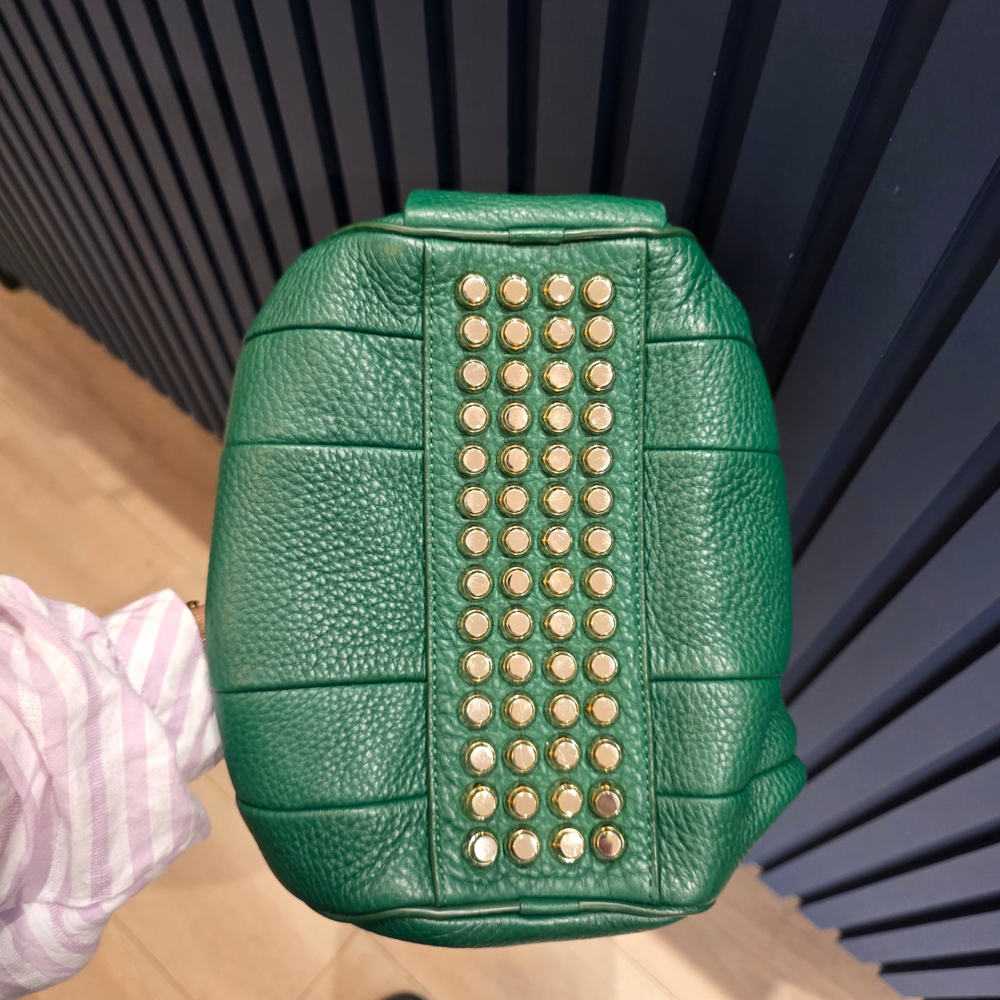 Alexander Wang Dark Green Leather Bowling Bag