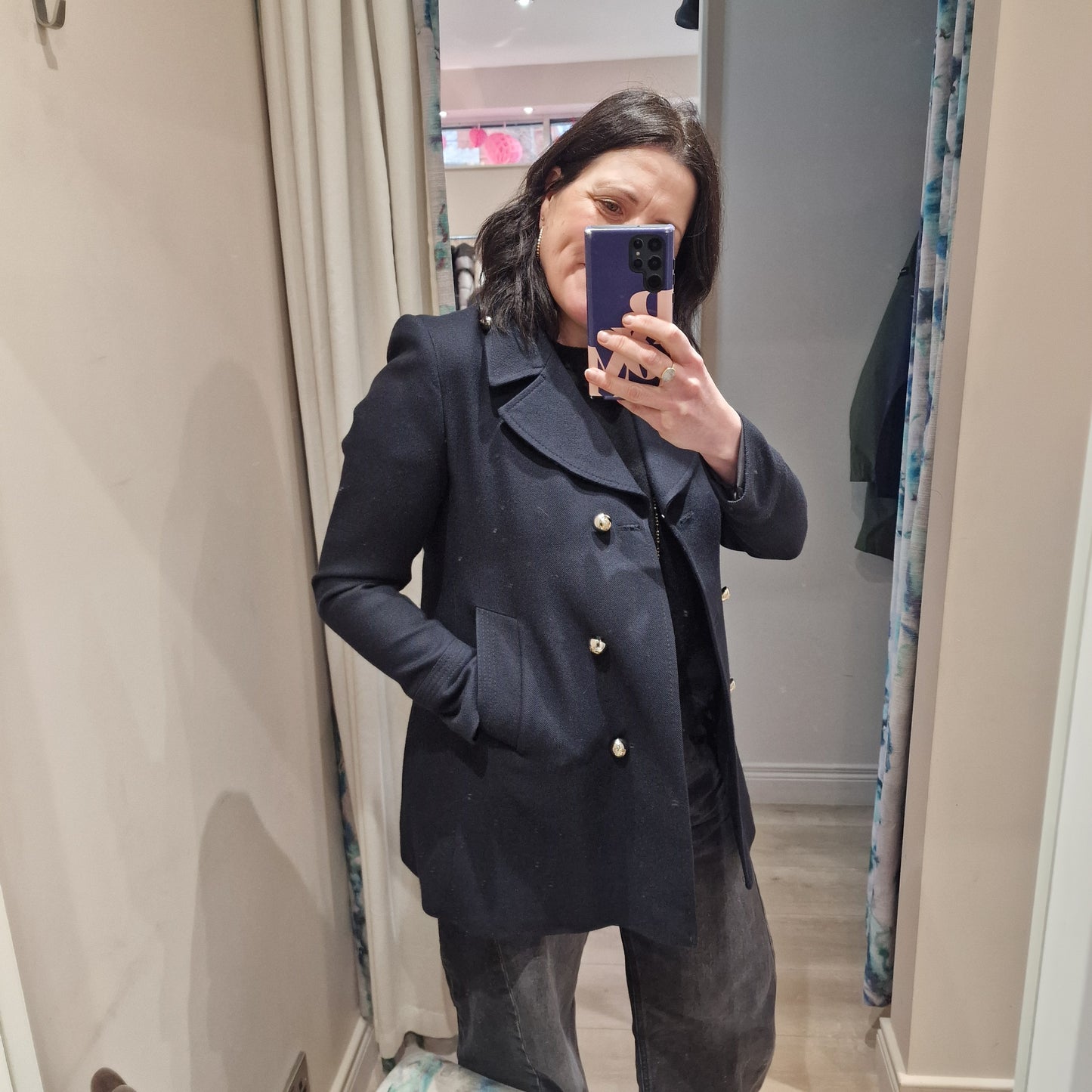 Mos Mosh Navy Long Line Jacket