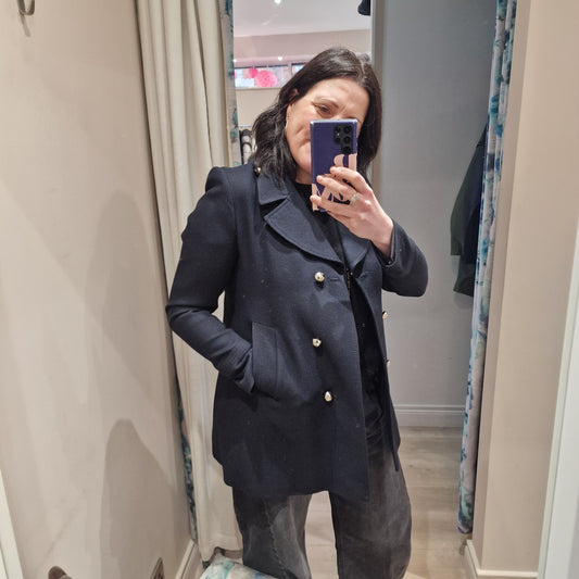 Mos Mosh Navy Long Line Jacket