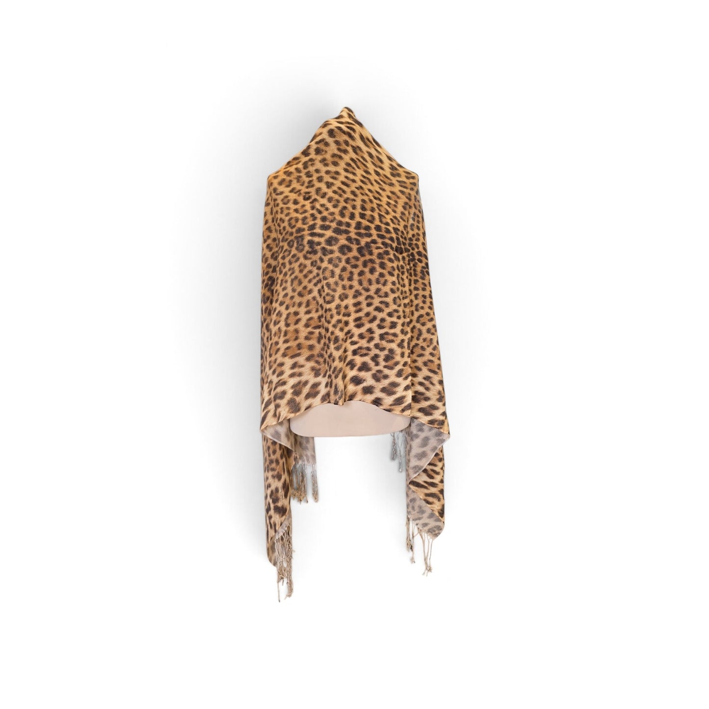Roberto Cavalli Leopard Print Silk and Cashmere Fringed Scarf