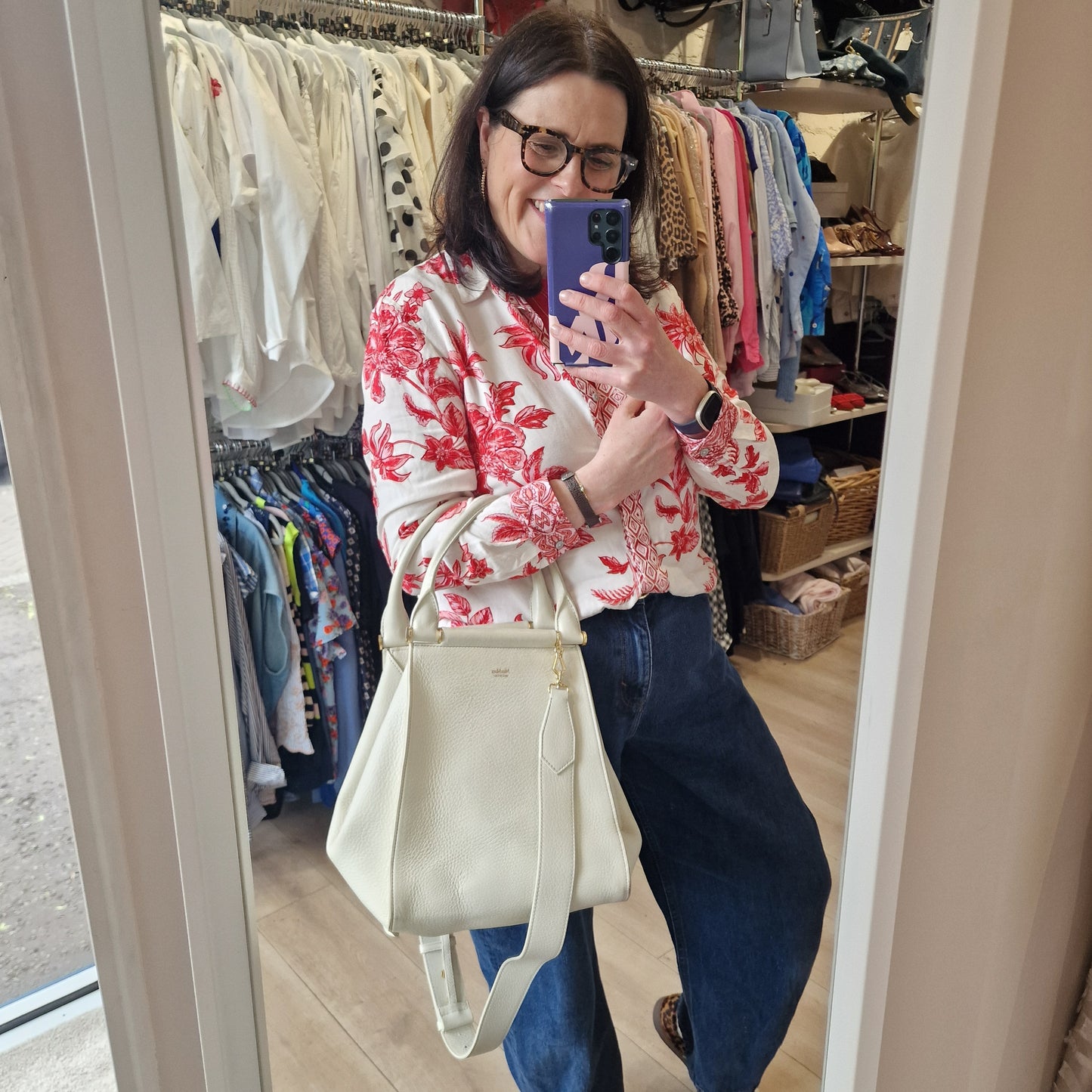 Max Mara Cream Leather Bag
