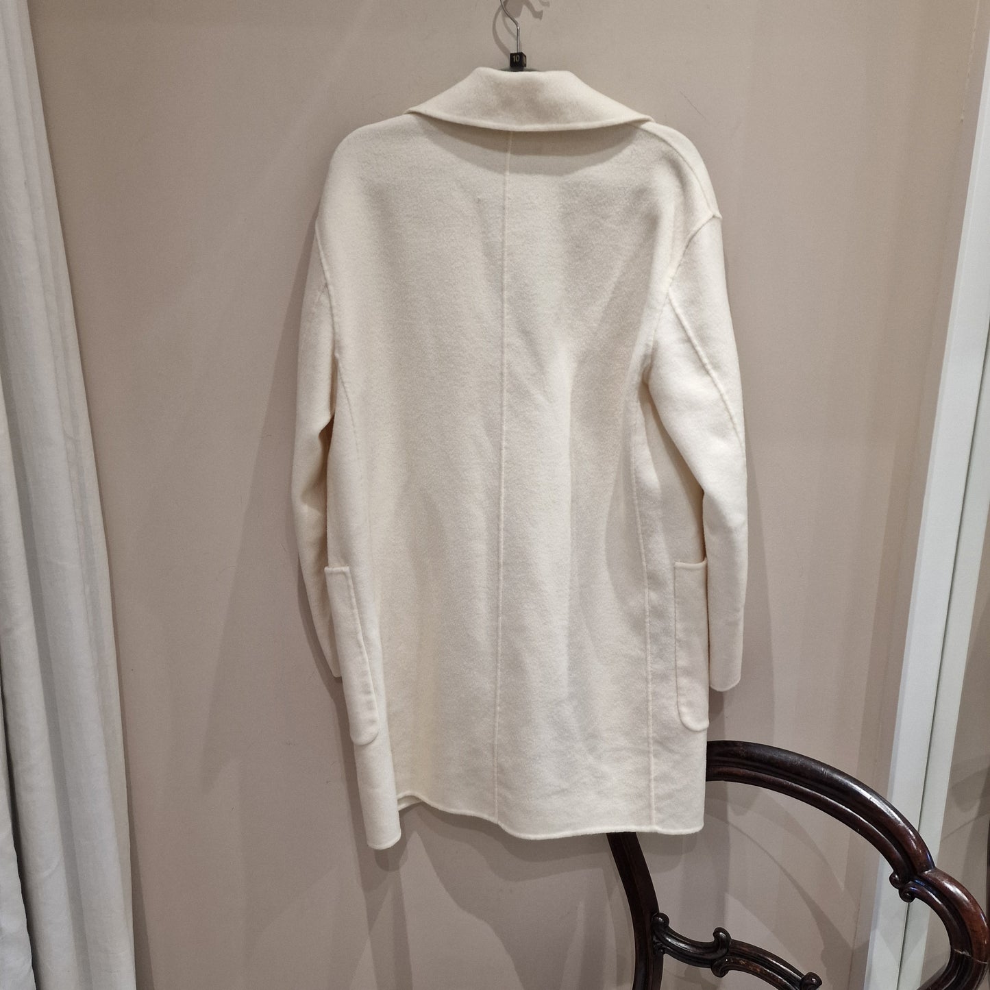 Massimo Dutti Cream Wool Long Jacket  - Small