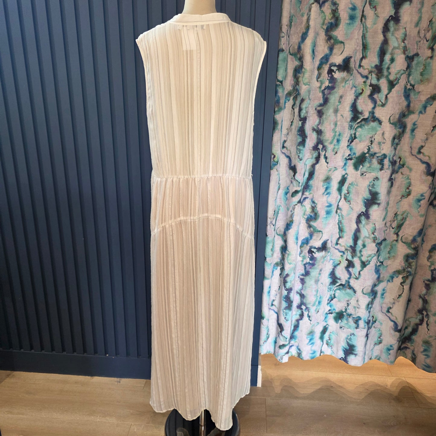 Vince Stripe Drape Tiered Dress - 14