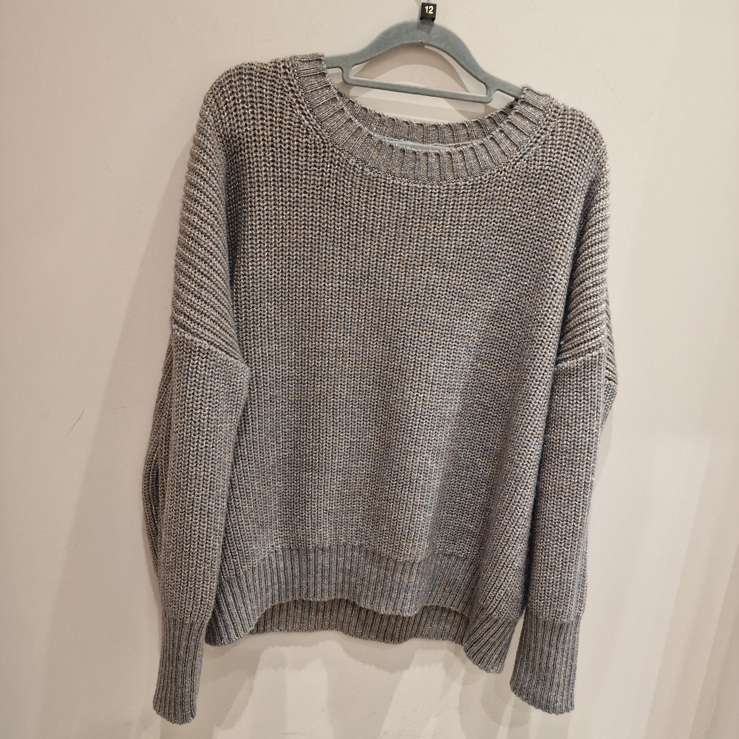 Marella Taupe and Gold Rib Round Neck Sweater - M