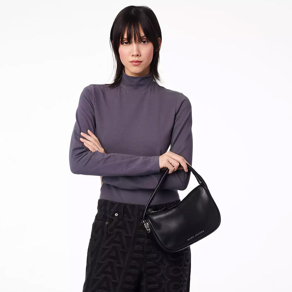 Marc Jacobs Pushlock Mini Hobo  Black Leather Bag